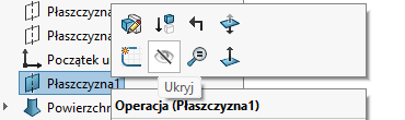 Polecenie Ukryj dla dodatkowej płaszczyzny